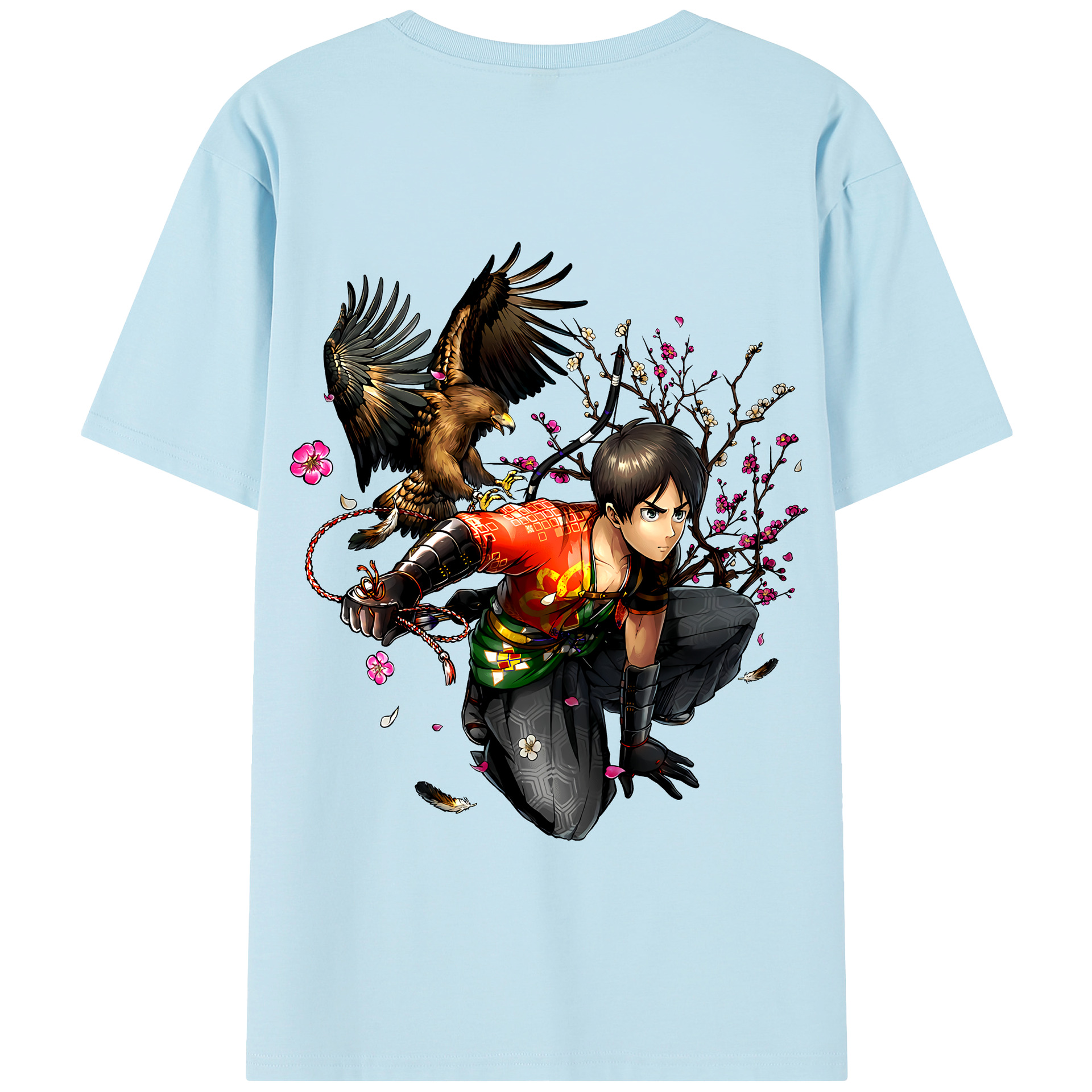 （画像用） 進撃の巨人 エレン･イェーガー Attack on Titan Eren Jäger 綿100％半袖Tシャツ（背面プリント）
